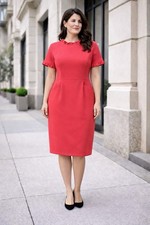 Maggy London Plus Sz 18 Pink Sheath Knee Length Dress Ruffle Sleeves V1001