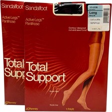 Sandalfoot Active Legs Pantihose Pantyhose Total Support Navy 29 Long Set of 2