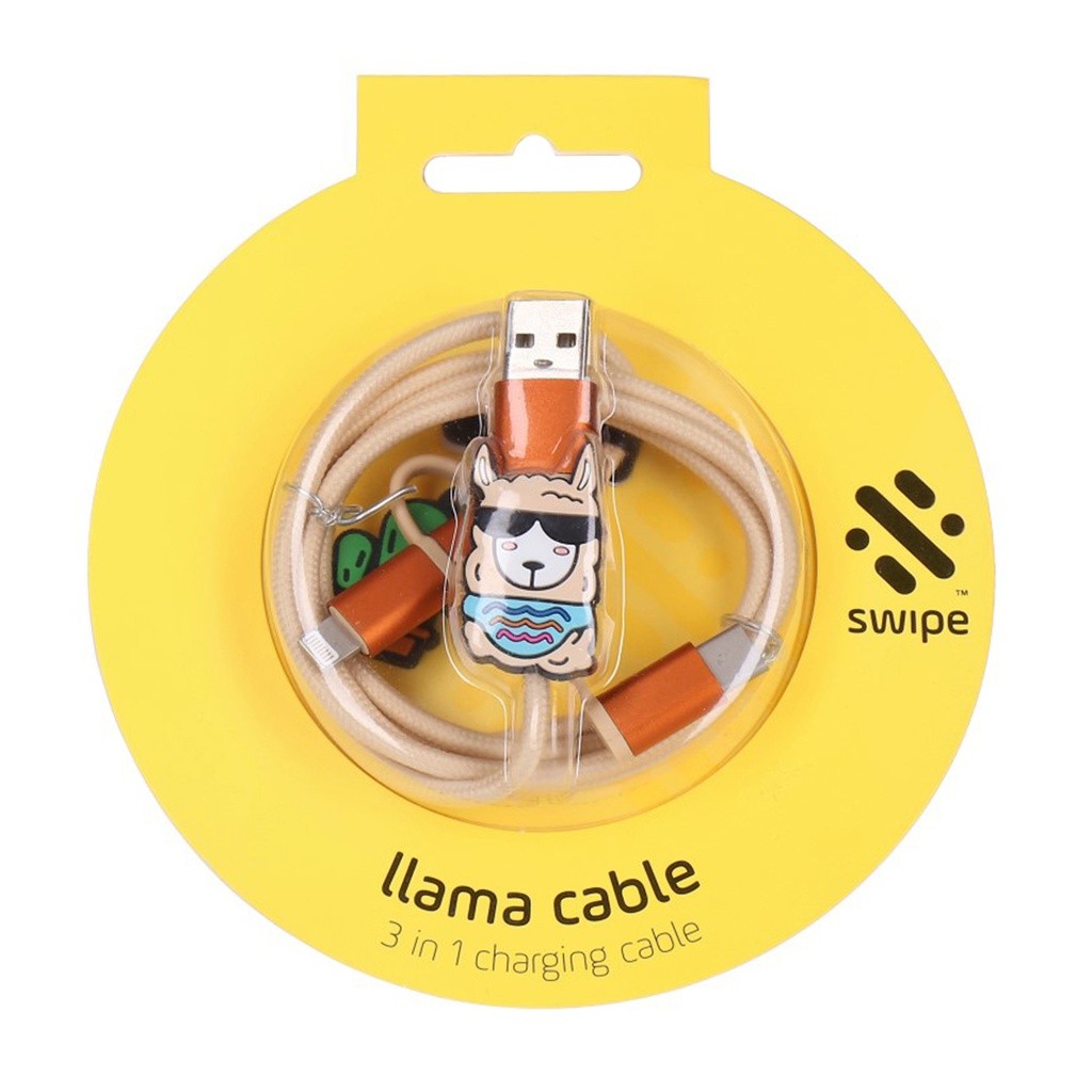 Салфетка Lama Lori Thumbsup 3 в 1 Ladekabel 1m для iPhone, Typ-C и Micro-USB