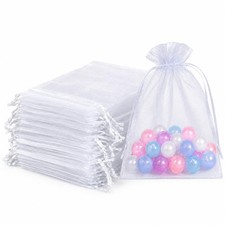 Pinklue 100 Pack White Organza Bags, 4 x 6 Inch Drawstring Gift Bags