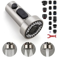 Pull Down Spray Head - for Kitchen Faucet Sprayer Head with 15 Adapters, 3 Fu...
