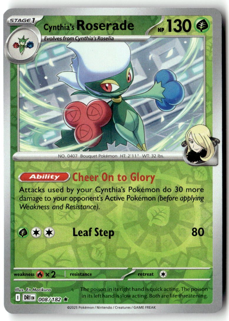 Pokemon TCG Cynthia's Roserade 008/182 Reverse Holofoil SV10: Destined Rivals