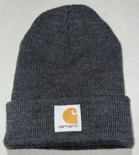 Carhartt Hat Beanie Infant Toddler Gray Knit Cuffed Logo Patch Winter Warm Kids