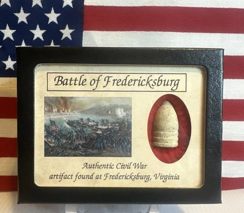 Civil War Bullet from The Battle of Fredericksburg, VA with Display Case & COA