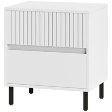 HOMCOM Bedside Table with 2 Drawers and Steel Legs for Bedroom, White