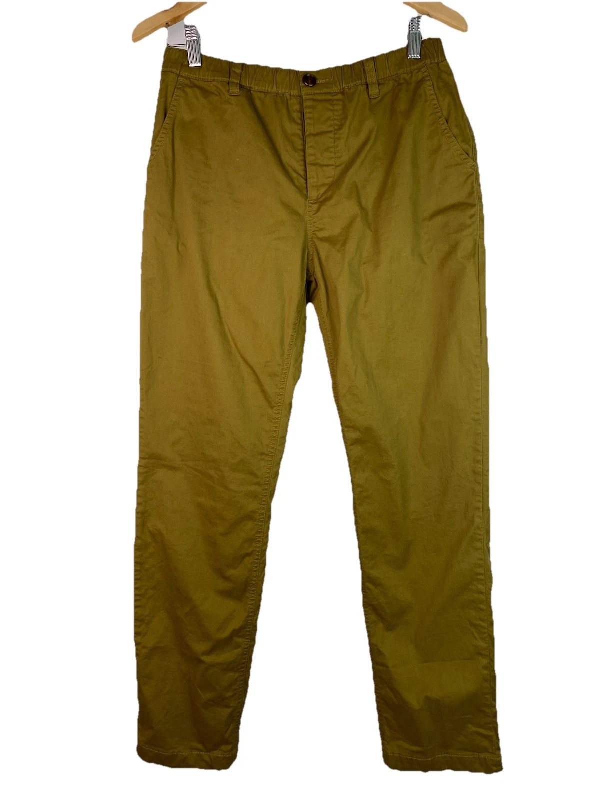 WOOF Men's 28 Brown Elastic Waist Mesh Lined Button Fly Straight Leg Pants