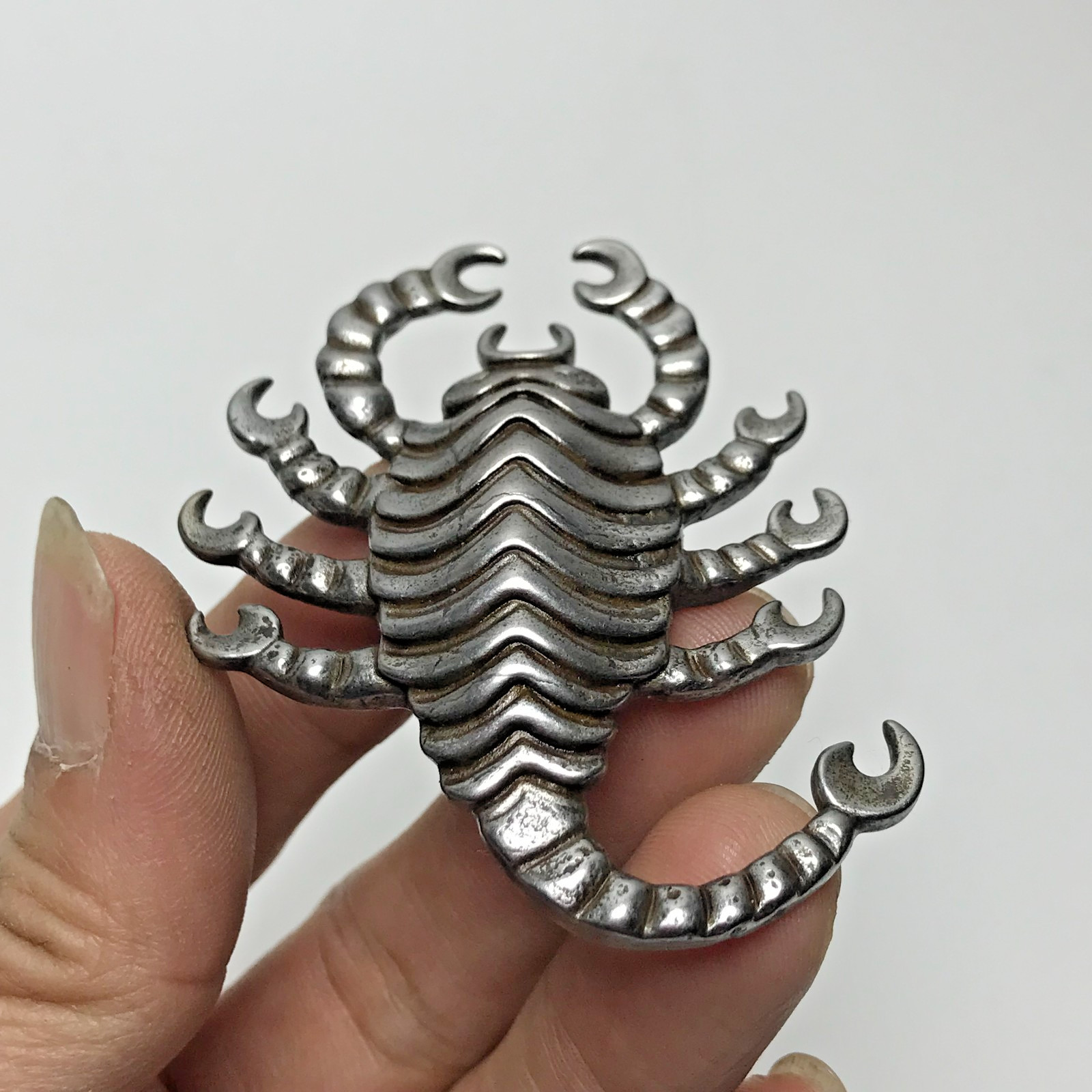 Old Chinese Tibetan Buddhism Thokcha(Sky Iron)nine heads Scorpion Amulet