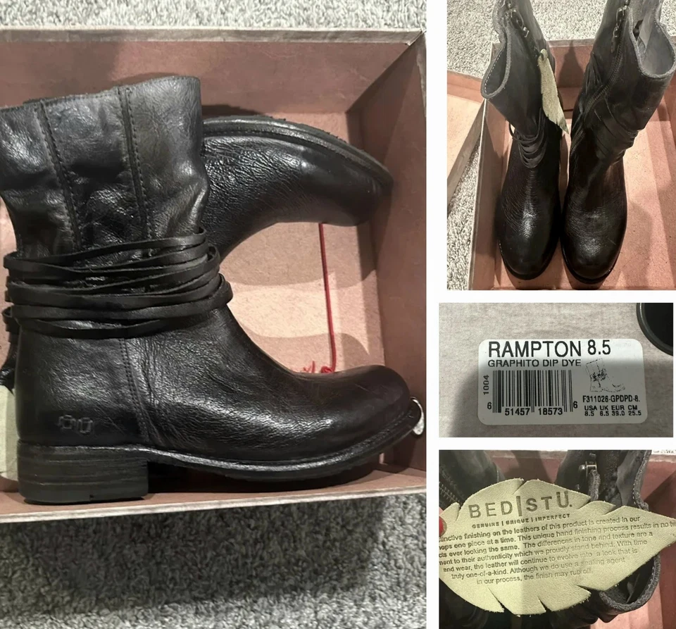 Bota Bed Stu para mujer 8,5 Rampton Cobbler Series cuero media pantorrilla nueva sin caja Foto 2 de 4