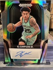 KJ SIMPSON JR. 2024-25 PRIZM BLACK ROOKIE AUTOGRAPH SILVER RC AUTO Hornets