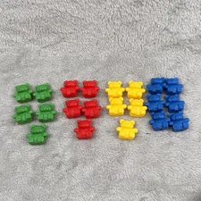 Vintage Teddy Bear Counting Game Pieces Lot Of 21 Primary Colors Educational