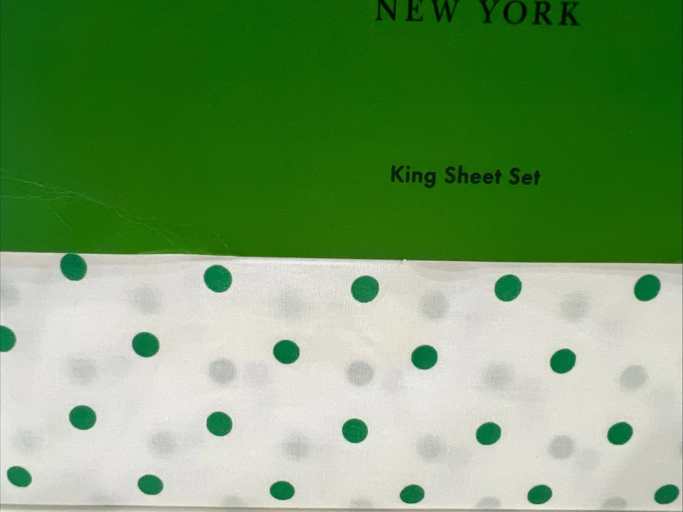Kate Spade King простыни комплект - зеленый горошек дизайн, 100% хлопок перкаль новый с Ярлыками - Изображение 2 из 4