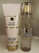 Bath  Body Works Eau de Coconut 2 Pc Mist  Body Cream Set New