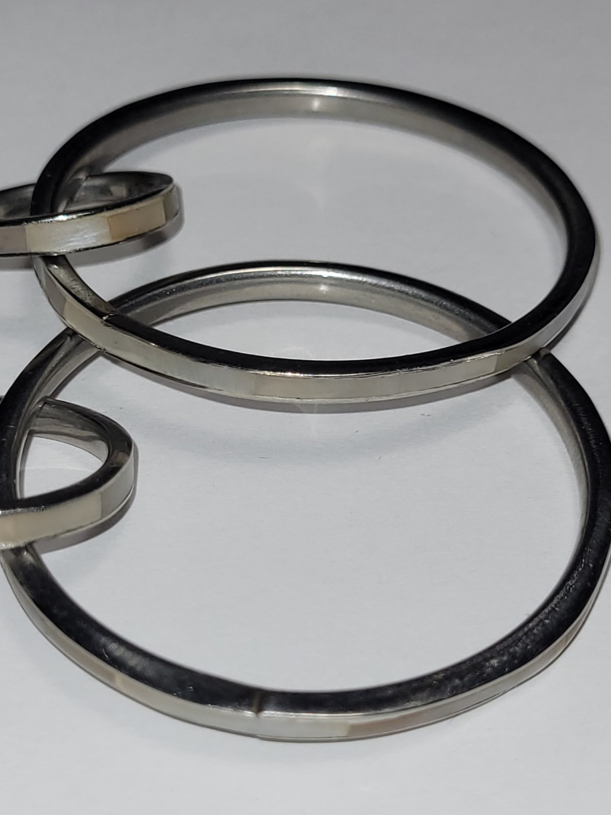 Silver Tone Double Interlocking Circle Hoop Dangl… - image 11