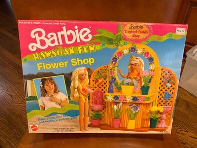 NIB BARBIE 1990 HAWAIIAN FUN TROPICAL FLOWER SHOP PLAYSET #7232