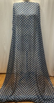 100% Silk Chiffon Navy Blue &Gold Geometric Clip Dot Fabric by the Yard 45'' Wide