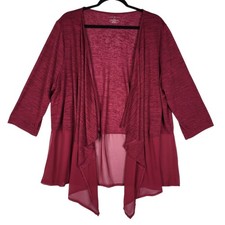 Lane Bryant Cardigan Women's Plus Sz 18/20 2X Pink Waterfall Front Sheer Bottom