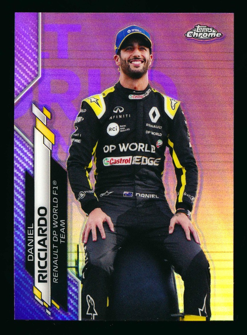 2020 TOPPS CHROME F1 #182 DANIEL RICCIARDO RC PURPLE REFRACTOR ROOKIE #217/399!