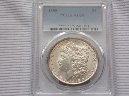 1898 PCGS AU58 Silver Morgan Dollar $ " Toning "