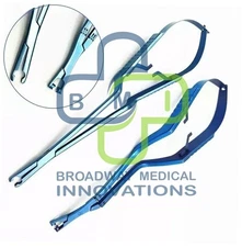 2 Pcs Set Neurosurgery Aneurysm Clip Forceps Brain Use Instrument Blue Coad