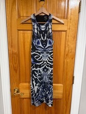 Alexander McQueen Kaleidoscope Beetle Bodycon Midi Dress Sleeveless Black Blue S