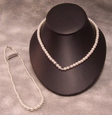 Faux Pearl Necklaces White Choker Collar Vintage Lot 2 Princess NOS 16" 18"