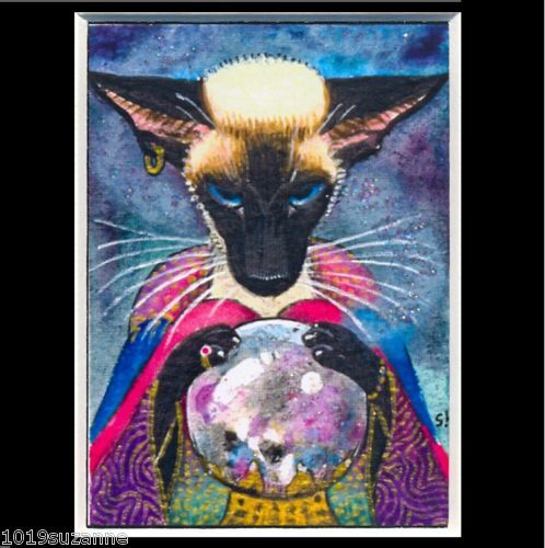 ACEO FORTUNE TELLER SIAMESE CAT PAINTING PRINT FROM ORIGINAL BY SUZANNE LE GOOD - Picture 1 of 1