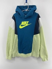 Nike Pullover Hoodie Sweatshirt Youth Boys Size M Medium Neon Green Yellow Blue