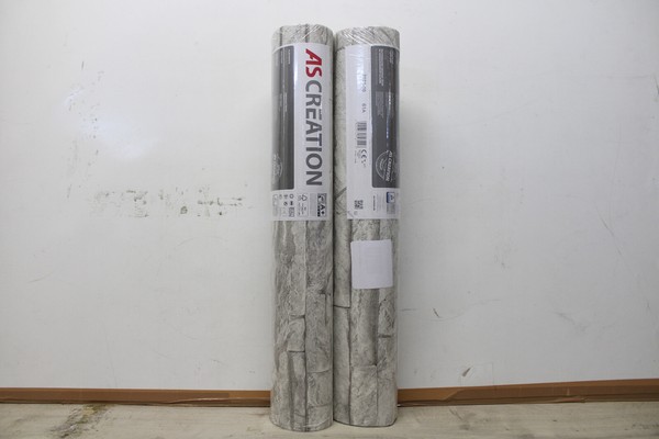 2 Rollen Vliestapete As Creation 7071-16 Creme/Grau Stein Optik Anf. 61A-image