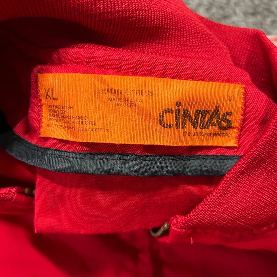 Chaqueta de Trabajo De Colección Thrashed Cremallera Completa Bombardero Años 80 90 Calce Cuadrado Hecha en EE. UU. S/M Roja Foto 2 de 4