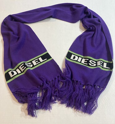 Diesel men's scarf VTG Purple fringe Warm Thick 11