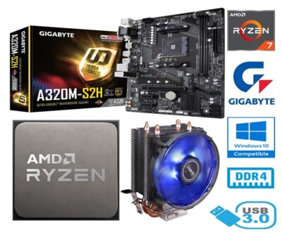 AMD RYZEN 7 3800X BÜNDEL - 8 KERNE - GIGABYTE A320M-S2H MOTHERBOARD - 16 GB RAM