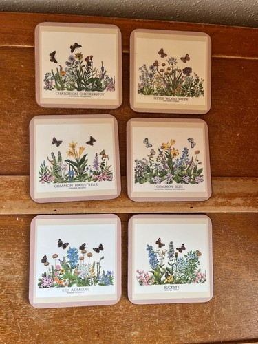 Lot of Pimpernel England Wildflower & Butterfly Square Cork Drink Coasters - - Picture 2 of 9