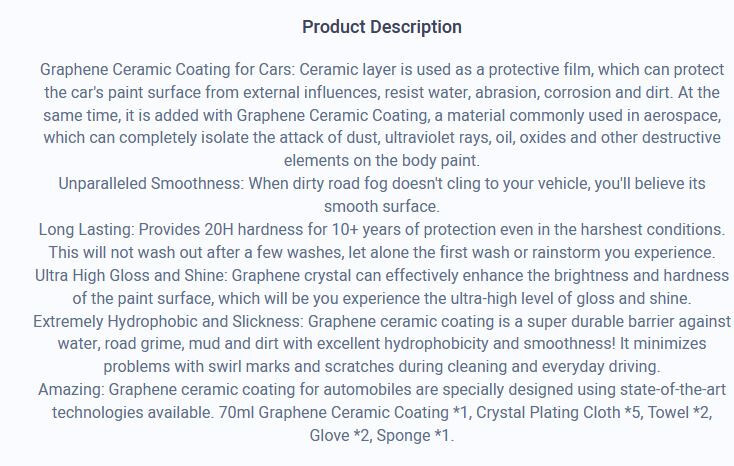 Graphene Ceramic Coating for Cars (70ml) - 20H Advanced Graphene for Car Sealed!