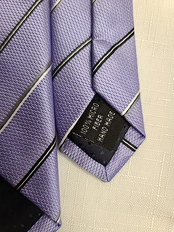 Corbata de negocios a rayas de microfibra hecha a mano Nouveau para hombre Foto 4 de 4