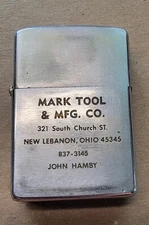VINTAGE 1968 ZIPPO Mark Tool & Manufacturing Co. New Lebanon Ohio John Hamby