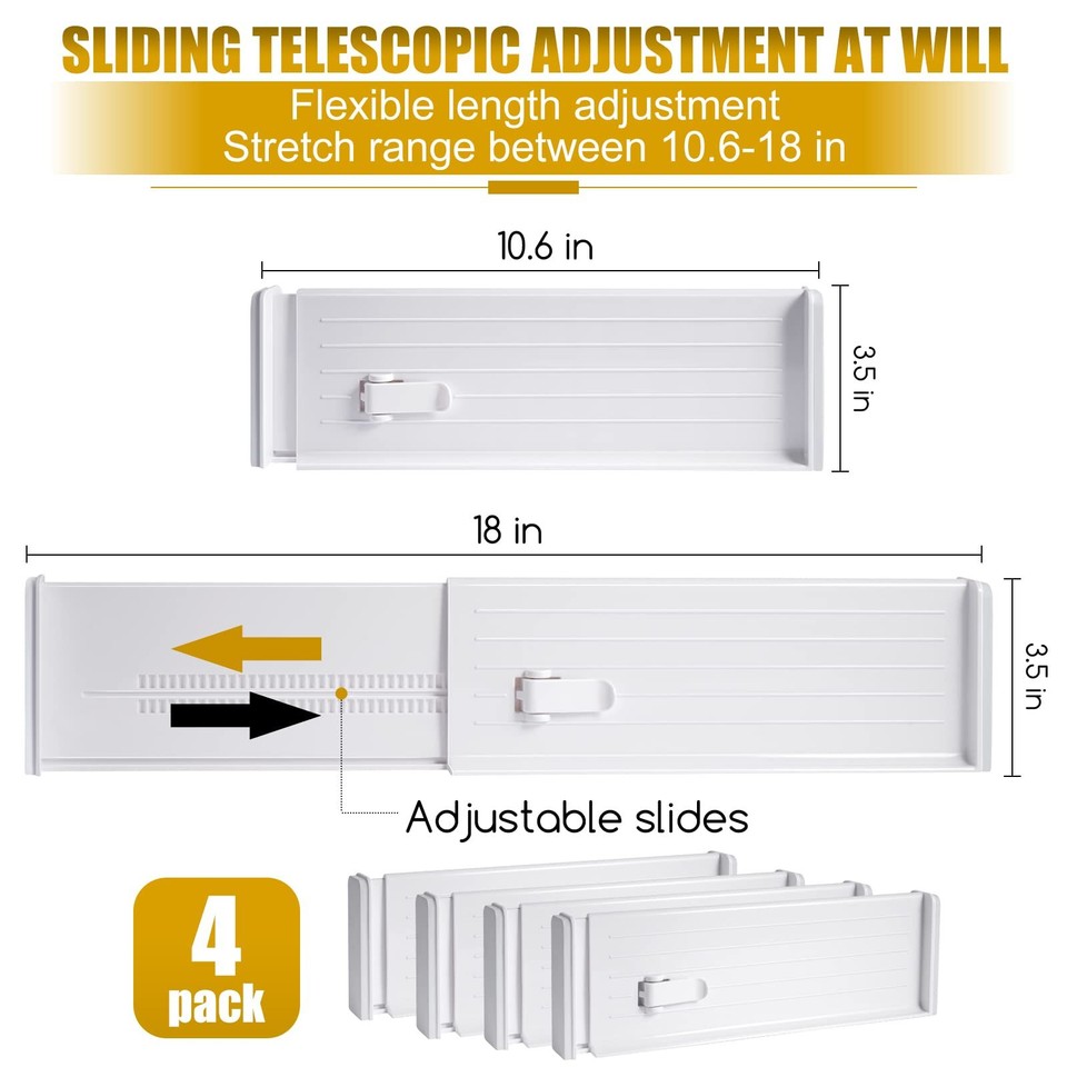Drawer Dividers Organizer, Kitchen Drawer Divider, Adjustable Drawer