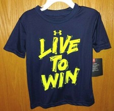 NWT Boys Under Armour T-Shirt Academy Blue size 4 Live to Win -848