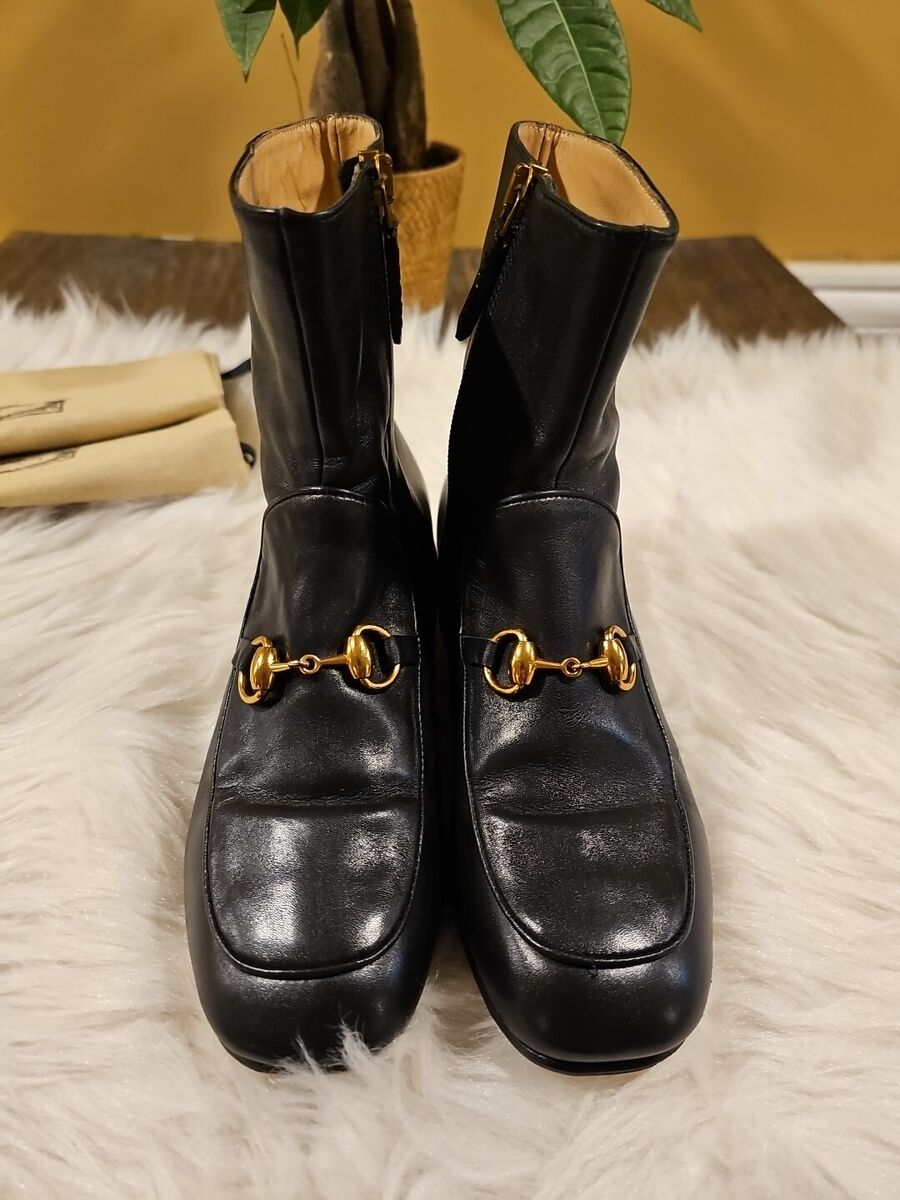 Gucci Horsebit leather w/crystal embellished boots-Black Gucci Horsebit leather w/crystal embellished boots-Black