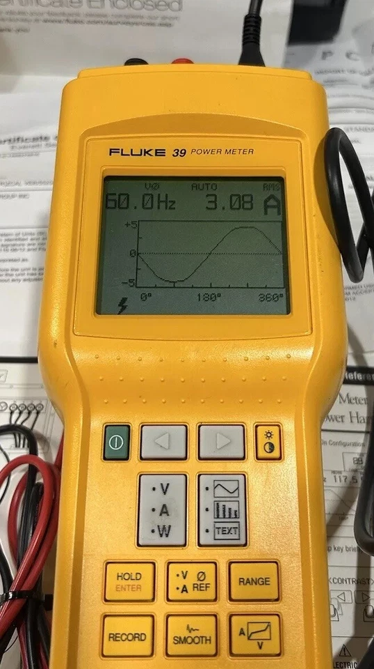 Analizador de armónicos de potencia manual Fluke 39 con estuche, sondas, abrazadera, manual excelente Foto 4 de 4