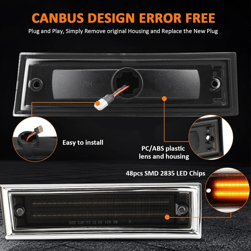 LED Side Marker Lights for 1981-1991 for 1981-1991 Chevy/GMC C/K 1500 2500 C10 - Image 3 of 4