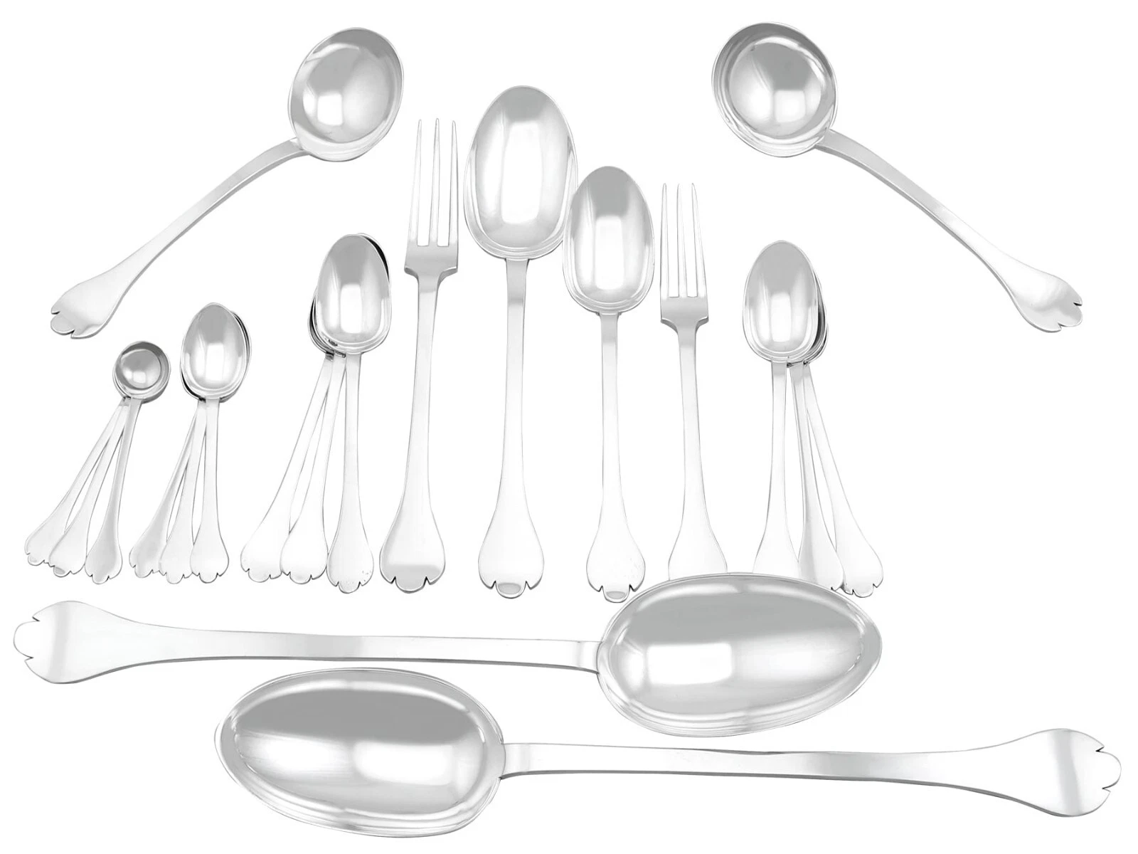 Antique Britannia Standard Silver Canteen of Cutlery for Twelve Persons