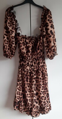 Boohoo Leopard Animal Print Playsuit Size 12 UK