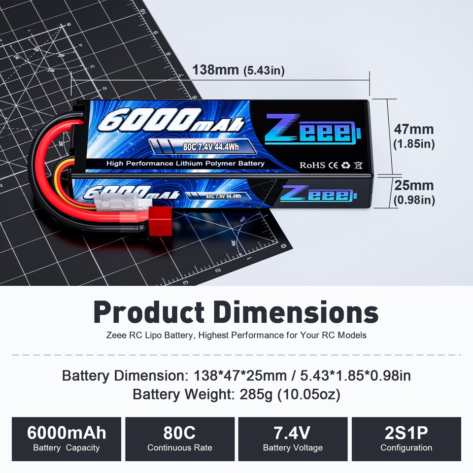 2x Zeee 2S 5200mAh Lipo Battery 7.4V 80C XT60 Hardcase For RC Car Buggy Truggy E - Foto 7