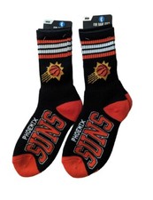 FBF Phoenix Suns MD Socks NBA Mens 5-10 NWT 4 Stripe Duece 504 Black 2x Pairs