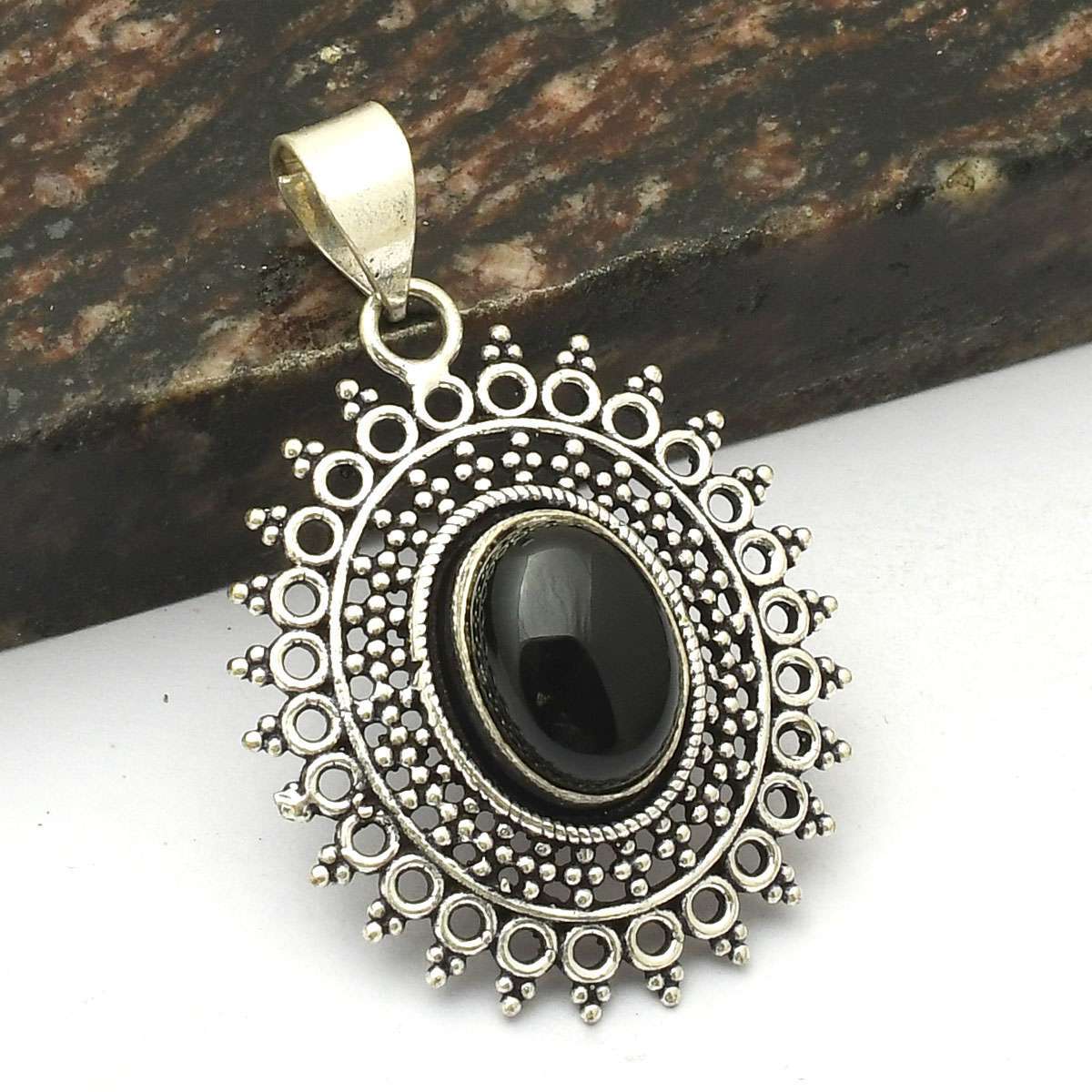 Black Onyx Ethnic Handmade Pendant Jewelry Gift for Girls 1.8