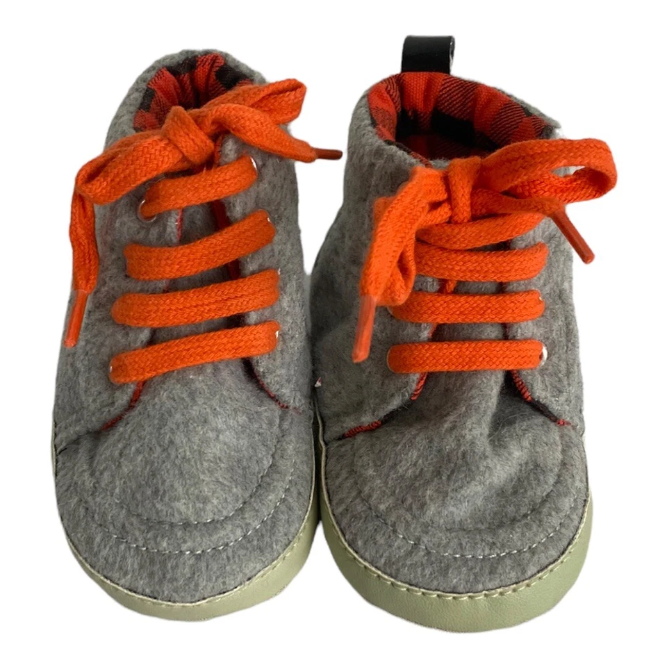 Fila Infantil Bebé Niños 0-6 Meses Fila Cuna Zapatos Gris Naranja Cuadros Foto 3 de 4