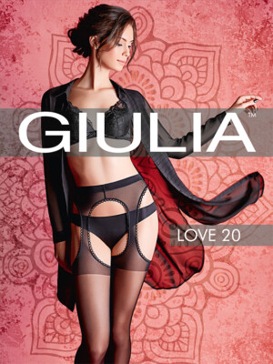 GIULIA LOVE 20 SUSPENDER PANTYHOSE TIGHTS BLACK & BEIGE 4 SIZES XL 20 DEN