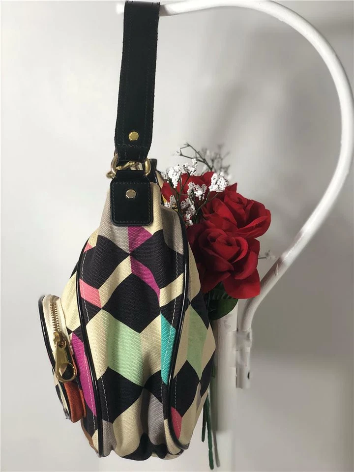 Bolso de Hombro Hobo TED BAKER 100% Algodón Estampado Geométrico Bolsillos Frontales con Cremallera Foto 3 de 4