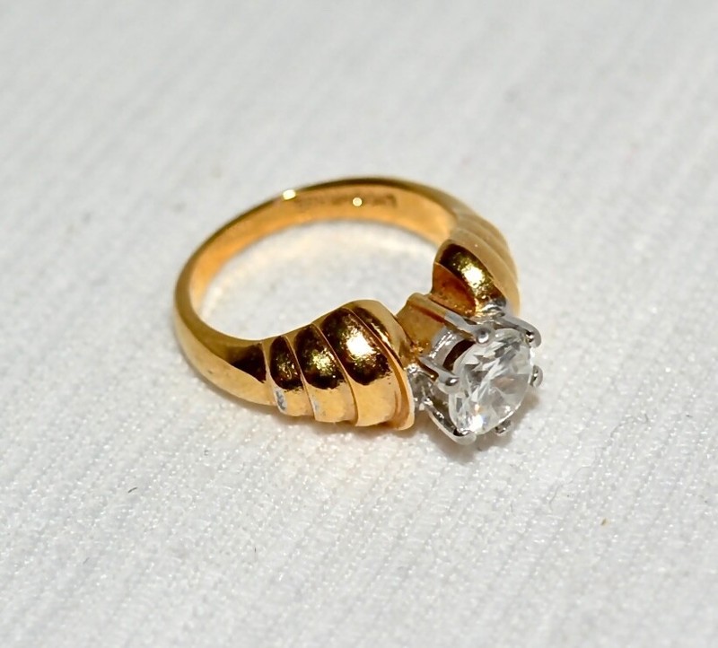 Engagement cubic zirconia s6 ring Lindberg Co. 14K HGE heavy gold electroplating