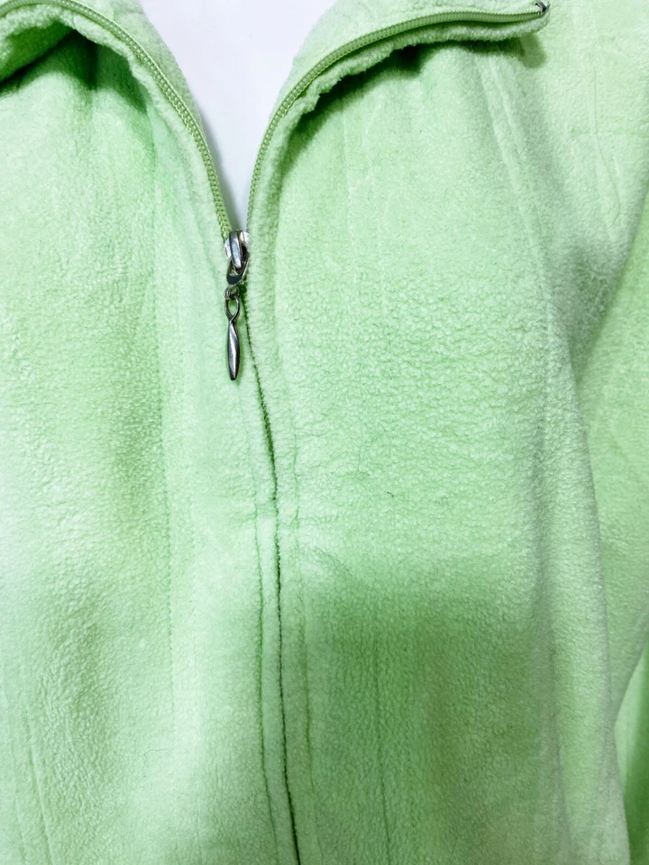 Chaqueta polar Jane Ashley para mujer talla 2X verde cremallera completa bolsillos manga larga Foto 2 de 4